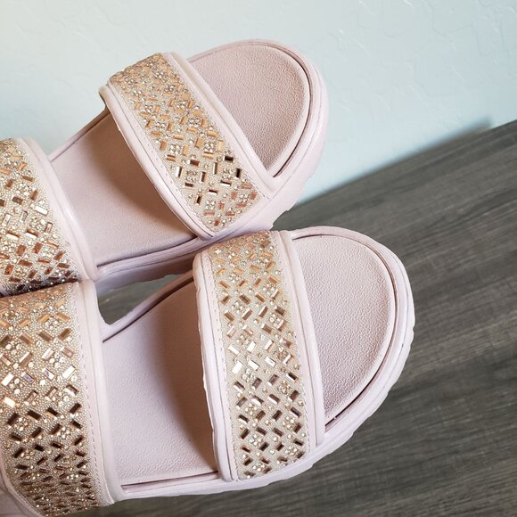 Skechers Foamies Footsteps Glam Party Rhinestone Sandals Blush Pink Sz Womens 8 - Picture 7 of 11